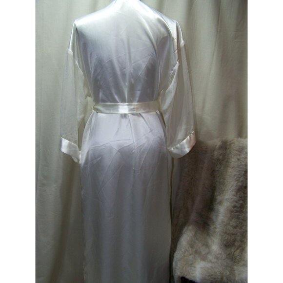 Dentelle Robe White Silky/Satin Feel Small Wrap Cover Up Bridal - Picture 5 of 10